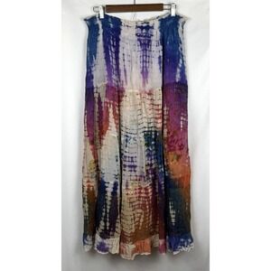 NWT Bila Fairycore Layered Tie Dye Maxi Skirt L/XL Festival Boho Y2K Vintage
